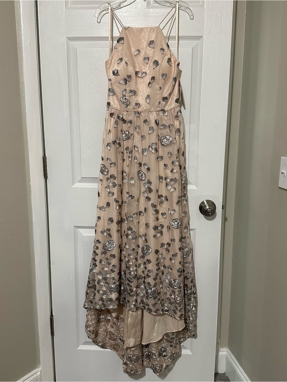 Gianni Bini Sleeveless Blush Floral Embellished A-Line Dress